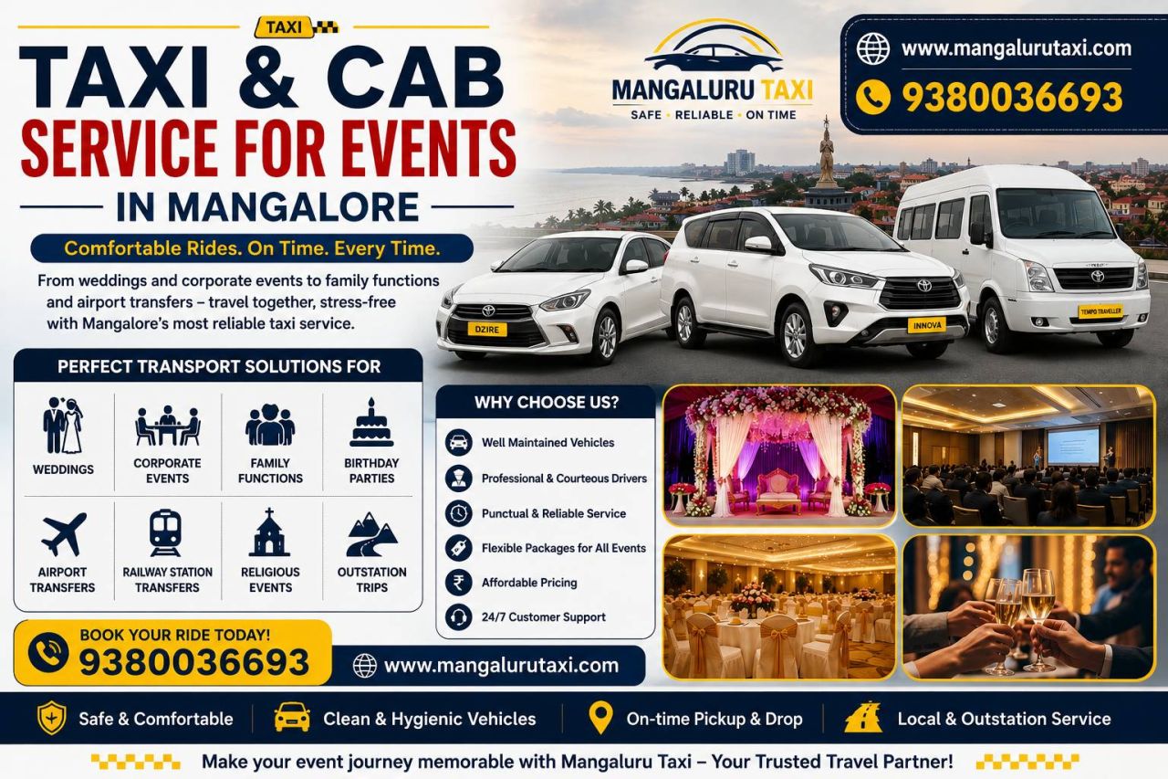 Taxi & Cab Service for Events in Mangalore-Mangaluru Taxi